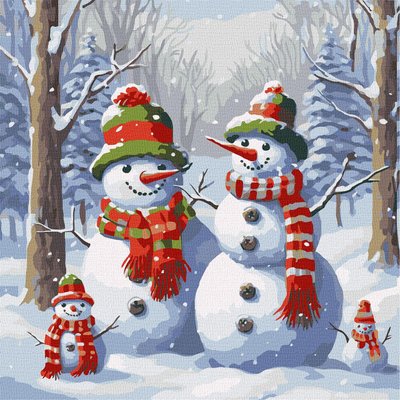 Картина за номерами Чарівні сніговики 40x40 Идейка (KHO5106) KHO5106 фото