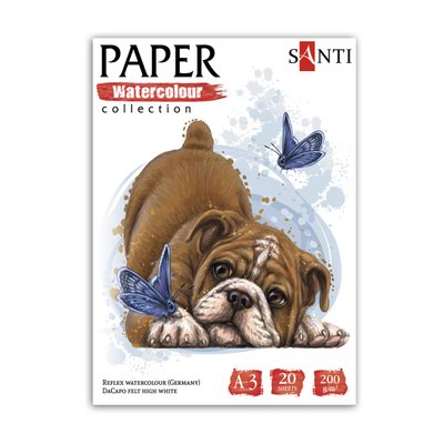 Набір паперу для акварелі SANTI Animals А3 Paper Watercolor Collection 20 арк 200 (130519) 130519 фото