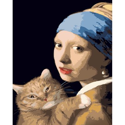 Картина за номерами Поп-арт дівчина з сережкою з лаком та з рівнем 40х50 см Strateg (GS1502) GS1502 фото
