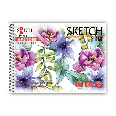 Альбом для акварелі SANTI Flowers А5 Paper Watercolour Collection 20 арк 200 г/м2 (130497) 130497 фото