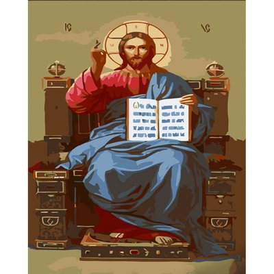 Картина за номерами Ісус на престолі з лаком 30х40 см Strateg (SS6776) SS6776 фото