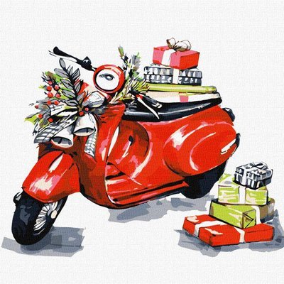 Картина за номерами Різдвяний мотоцикл fashionillustration_tania 30х30 Ідейка (KHO5011) KHO5011 фото